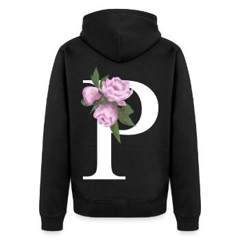 P - Unisex Premium Bio Zip Hoodie - Schwarz - Hinten - Nico (187cm)