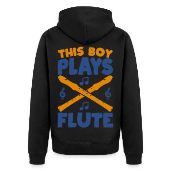 Little Flute Player - Unisex Premium Organic Zip Hoodie - black - Back - Nico (187cm)