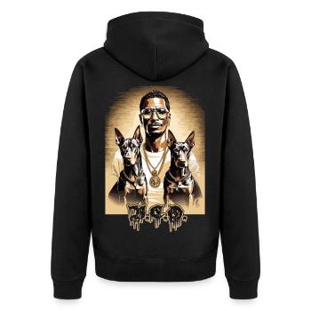 Rappeur avec Dobermans - Veste à capuche bio Premium Unisexe - noir - Dos - Nico (187cm)