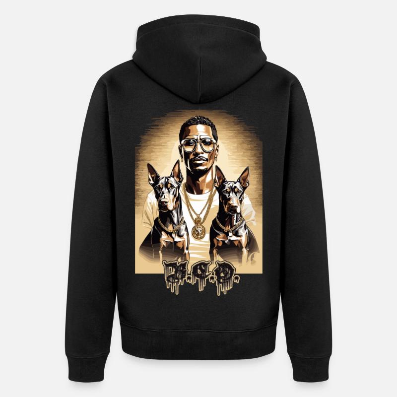 Rappeur avec Dobermans - Veste à capuche bio Premium Unisexe - noir