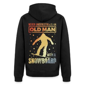 Snowboard Großvater - Unisex Premium Bio Zip Hoodie - Schwarz - Hinten - Nico (187cm)