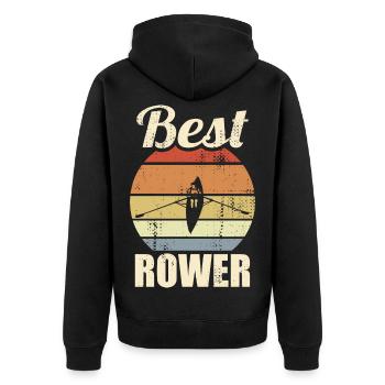 Lustiger Ruderer - Unisex Premium Bio Zip Hoodie - Schwarz - Hinten - Nico (187cm)