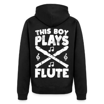 This boy plays the flute - Unisex Premium Organic Zip Hoodie - black - Back - Nico (187cm)