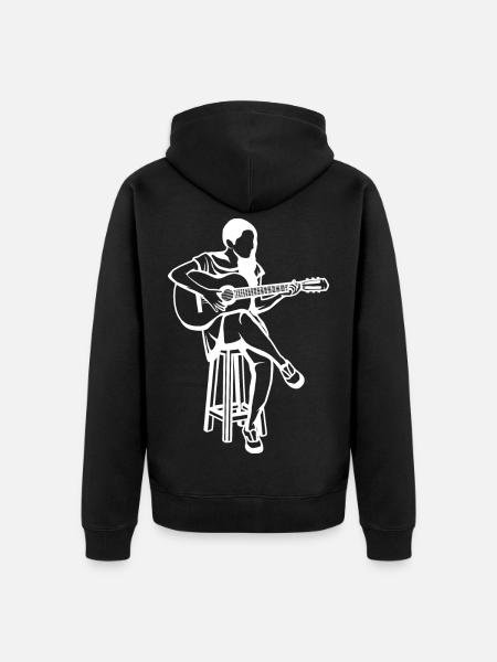 Guitar Girl Drawing - Unisex Premium Organic Zip Hoodie - black
