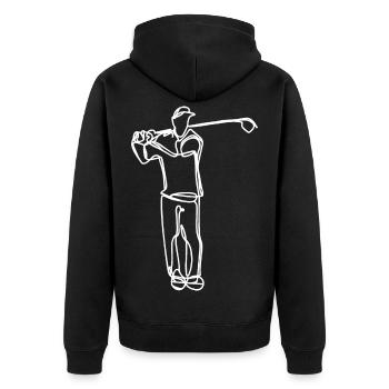 Golfer Skizze - Unisex Premium Bio Zip Hoodie - Schwarz - Hinten - Nico (187cm)