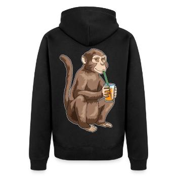 Affe Saft - Unisex Premium Bio Zip Hoodie - Schwarz - Hinten - Nico (187cm)