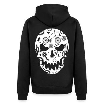 Klapprad Skull gothic T-Shirt Fashion Hoodie - Unisex Premium Bio Zip Hoodie - Schwarz - Hinten - Nico (187cm)