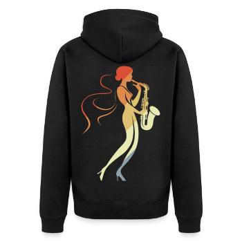Saxophone Femme - Veste à capuche bio Premium Unisexe - noir - Dos - Nico (187cm)