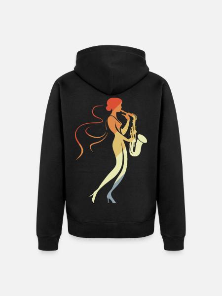 Saxophone Femme - Veste à capuche bio Premium Unisexe - noir