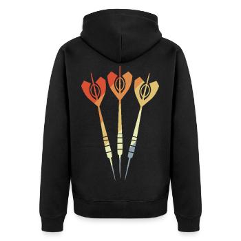Dartpfeile Vintage - Unisex Premium Bio Zip Hoodie - Schwarz - Hinten - Nico (187cm)