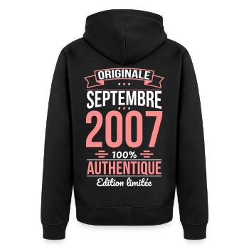 18th Birthday - Original - August 2007 - Unisex Premium Organic Zip Hoodie - black - Back - Nico (187cm)