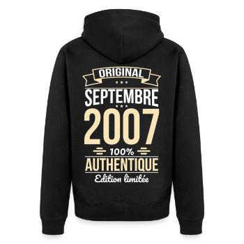 18th Birthday - Original - September 2007 - Unisex Premium Organic Zip Hoodie - black - Back - Nico (187cm)