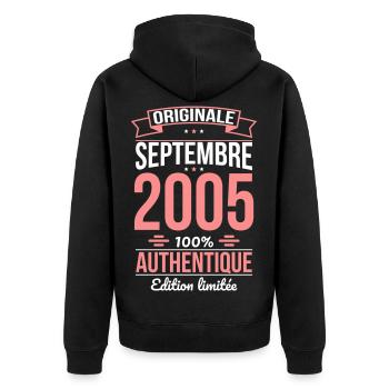 20th Anniversary - Original - September 2005 - Unisex Premium Organic Zip Hoodie - black - Back - Nico (187cm)