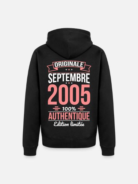 20. Jahrestag - Original - September 2005 - Unisex Premium Bio Zip Hoodie - Schwarz
