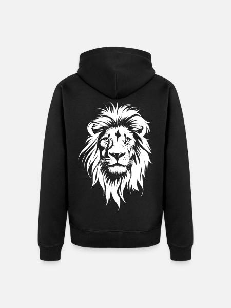 Löwengesicht in Schwarz Weiß - Unisex Premium Bio Zip Hoodie - Schwarz