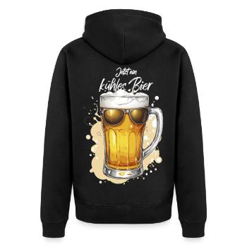 Bière avec lunettes de soleil, bière fraîche, fête de la bière - Veste à capuche bio Premium Unisexe - noir - Dos - Nico (187cm)