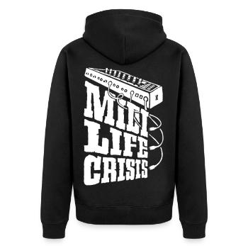 midi-life-crisis-w - Unisex Premium Bio Zip Hoodie - Schwarz - Hinten - Nico (187cm)