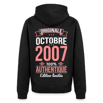 18th Birthday - Original - October 2007 - Unisex Premium Organic Zip Hoodie - black - Back - Nico (187cm)