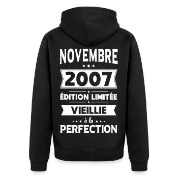 18th Birthday - November 2007 Perfection - Unisex Premium Organic Zip Hoodie - black - Back - Nico (187cm)