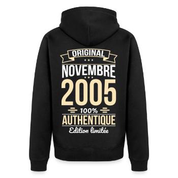20th Anniversary - Original - November 2005 - Unisex Premium Organic Zip Hoodie - black - Back - Nico (187cm)