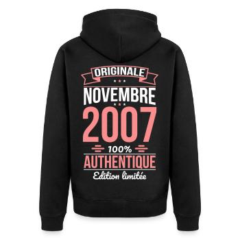 18th Birthday - Original - November 2007 - Unisex Premium Organic Zip Hoodie - black - Back - Nico (187cm)