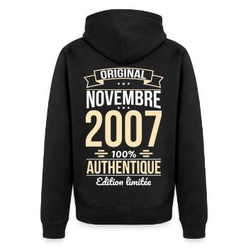 18th Birthday - Original - November 2007 - Unisex Premium Organic Zip Hoodie - black - Back - Nico (187cm)