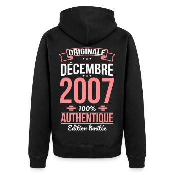 18th Birthday - Original - December 2007 - Unisex Premium Organic Zip Hoodie - black - Back - Nico (187cm)