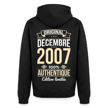 18th Birthday - Original - December 2007 - Unisex Premium Organic Zip Hoodie - black - Back - Nico (187cm)