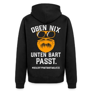 Geiler Typ Mit Bart Und Glatze Bartträger Vollbart - Unisex Premium Bio Zip Hoodie - Schwarz - Hinten - Nico (187cm)