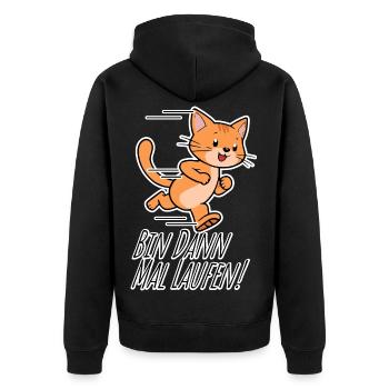Cute cat goes jogging, then I'm running! - Unisex Premium Organic Zip Hoodie - black - Back - Nico (187cm)
