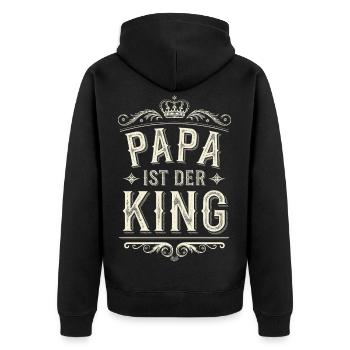 Dad Sayings Gift Funny Father King Crown - Unisex Premium Organic Zip Hoodie - black - Back - Nico (187cm)