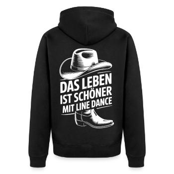 Das Leben ist schöner mit Line Dance - Unisex Premium Bio Zip Hoodie - Schwarz - Hinten - Nico (187cm)