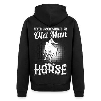 Never underestimate an old rider - Unisex Premium Organic Zip Hoodie - black - Back - Nico (187cm)