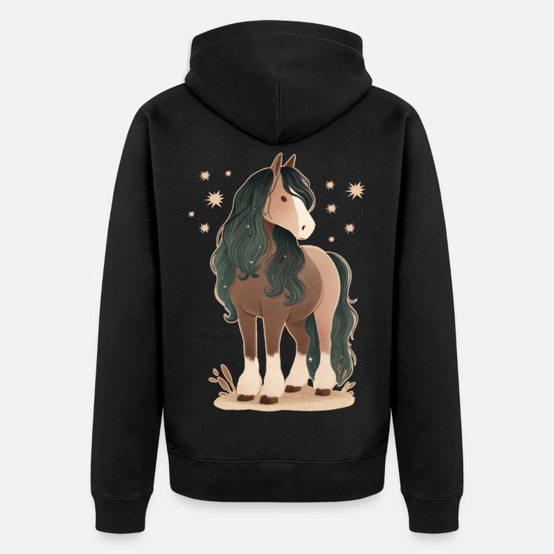 Cheval avec des étoiles - Veste à capuche bio Premium Unisexe - noir