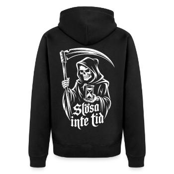 Horloge de l’Ange de la Mort – Ne Perdez Pas De Temps - Veste à capuche bio Premium Unisexe - noir - Dos - Nico (187cm)