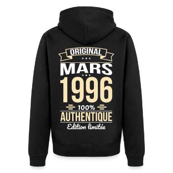 30th Anniversary - Original - March 1996 - Unisex Premium Organic Zip Hoodie - black - Back - Nico (187cm)