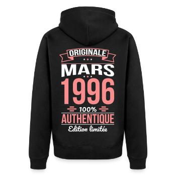 30th Anniversary - Original - March 1996 - Unisex Premium Organic Zip Hoodie - black - Back - Nico (187cm)