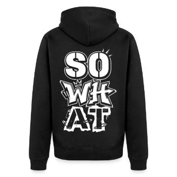 Art de rue graffiti « Et alors » – Déclaration - Veste à capuche bio Premium Unisexe - noir - Dos - Nico (187cm)