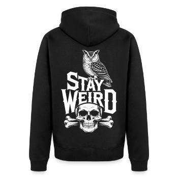 Stay Weird Owl Skull - Unisex Premium Organic Zip Hoodie - black - Back - Nico (187cm)