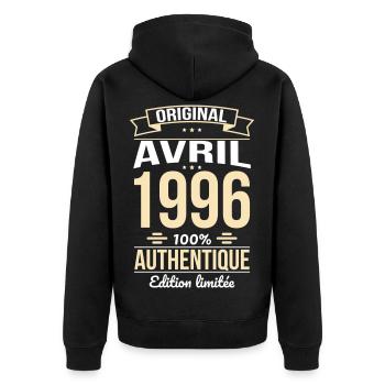 30th Anniversary - Original - April 1996 - Unisex Premium Organic Zip Hoodie - black - Back - Nico (187cm)