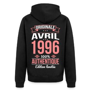 30th Anniversary - Original - April 1996 - Unisex Premium Organic Zip Hoodie - black - Back - Nico (187cm)