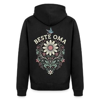 Meilleur cadeau de fleurs pour grand-mère pour la fête des mères - Veste à capuche bio Premium Unisexe - noir - Dos - Nico (187cm)