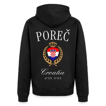 Couronne des armoiries Croatie de Poreč – Souvenir de voyage - Veste à capuche bio Premium Unisexe - noir - Dos - Nico (187cm)