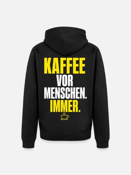 Kaffee vor Menschen Immer - Unisex Premium Bio Zip Hoodie - Schwarz