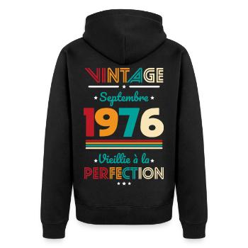 50 Years Anniversary - Vintage - September 1976 - Unisex Premium Organic Zip Hoodie - black - Back - Nico (187cm)