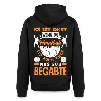 Handball Handballer Handball Trainer Fan Geschenk - Unisex Premium Bio Zip Hoodie - Schwarz - Hinten - Nico (187cm)