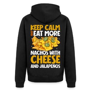 Keep Calm - Nachos with Cheese and Jalapeños - Unisex Premium Bio Zip Hoodie - Schwarz - Hinten - Nico (187cm)