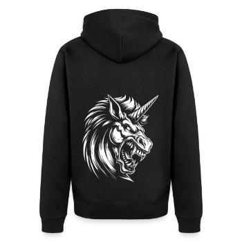 Licorne en colère - Veste à capuche bio Premium Unisexe - noir - Dos - Nico (187cm)