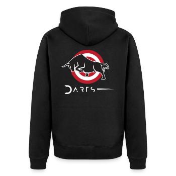 Darts - Unisex Premium Bio Zip Hoodie - Schwarz - Hinten - Nico (187cm)
