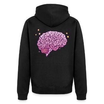 Gehirn Lernen Schlau Nachdenken Wissen - Unisex Premium Bio Zip Hoodie - Schwarz - Hinten - Nico (187cm)